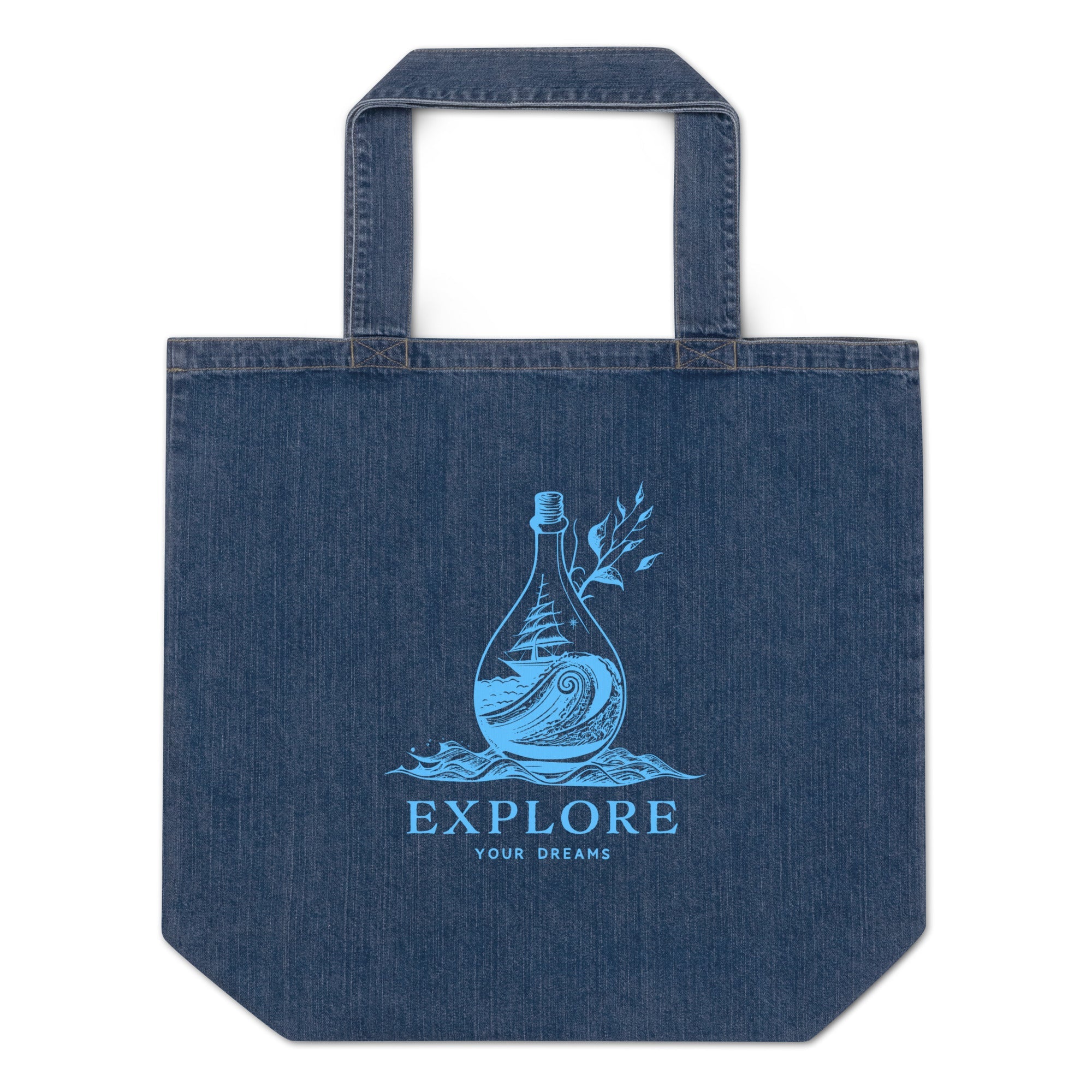 Explore Dreams Organic Cotton Eco Denim Tote 100% certified organic cotton Denim Large Baby Tote Bag100% Cotton Eco Denim Tote BagCotton Blue Jean Eco Tote - PUBLIQTEE