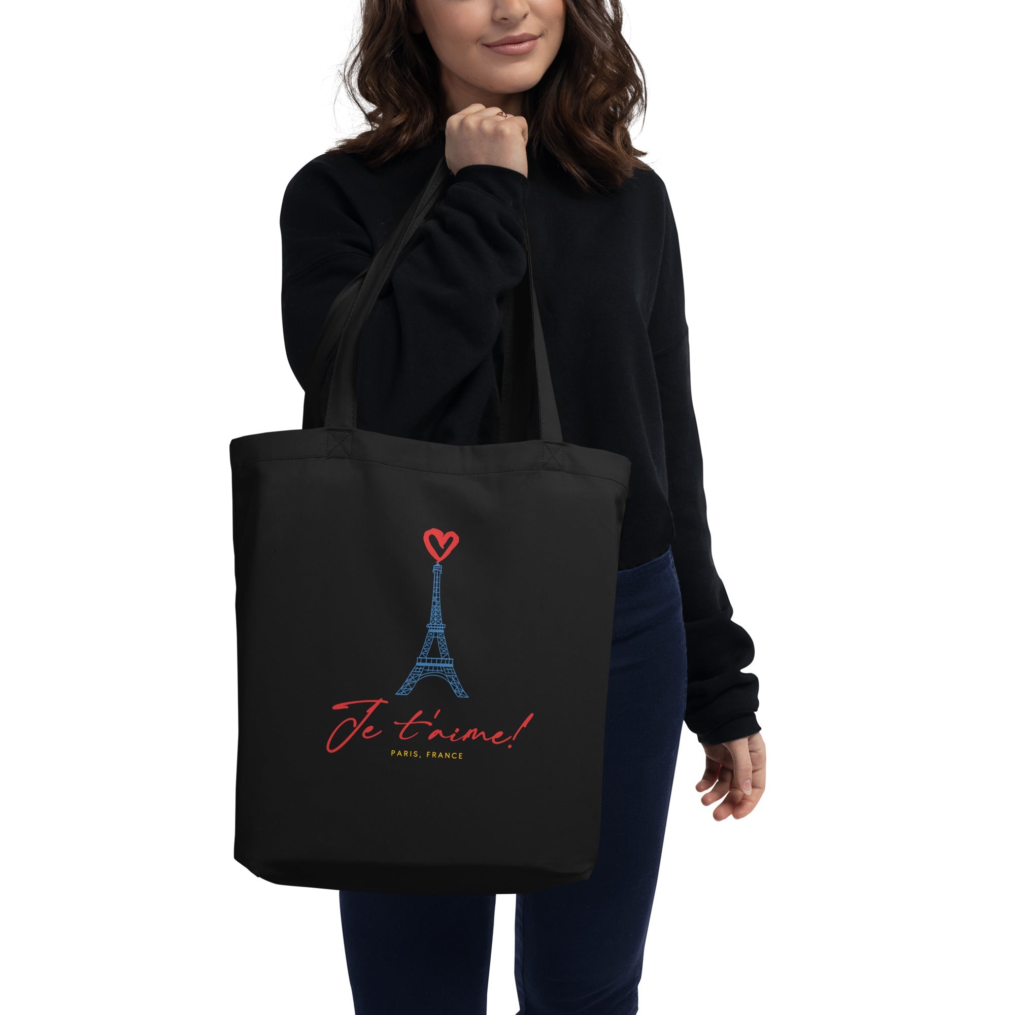Je t'aime Paris Medium Organic Eco Tote 100% certified organic cotton Denim Large Baby Tote Bag100% Cotton Eco Denim Tote BagCotton Blue Jean Eco Tote - PUBLIQTEE