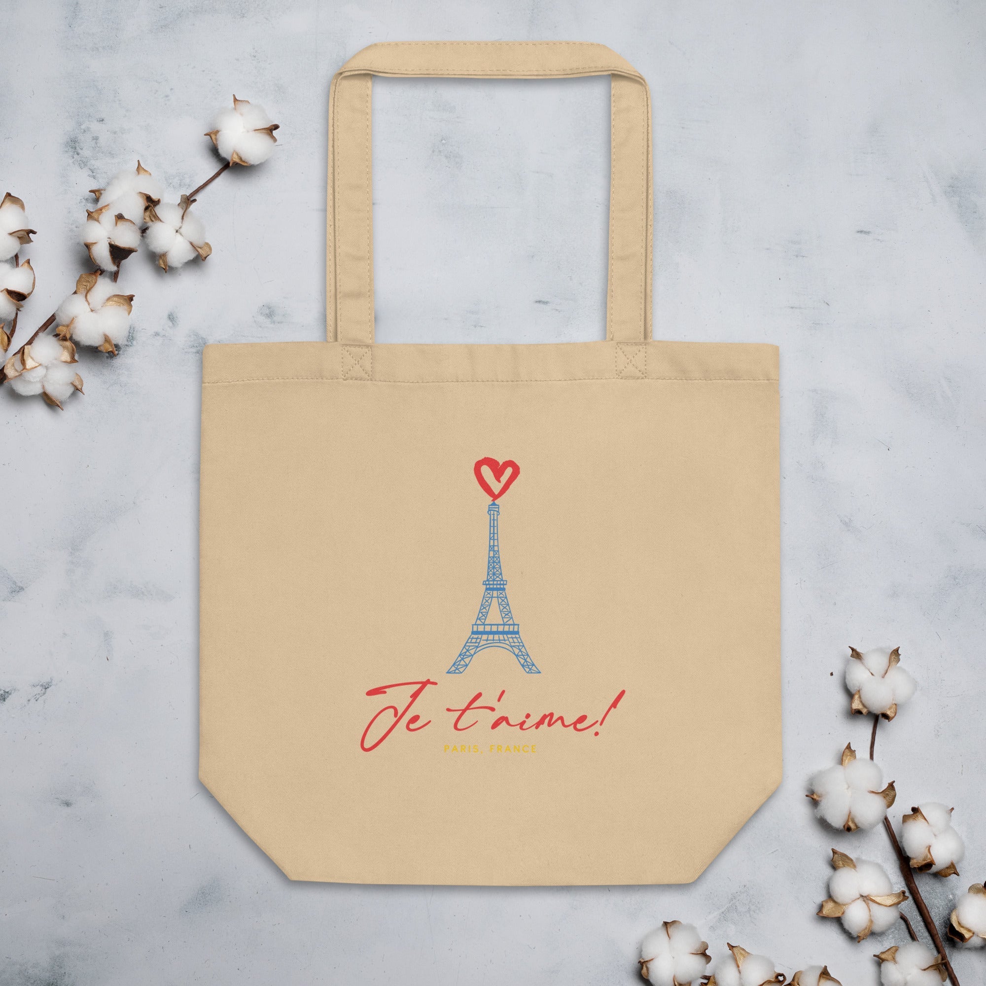 Je t'aime Paris Medium Organic Eco Tote 100% certified organic cotton Denim Large Baby Tote Bag100% Cotton Eco Denim Tote BagCotton Blue Jean Eco Tote - PUBLIQTEE