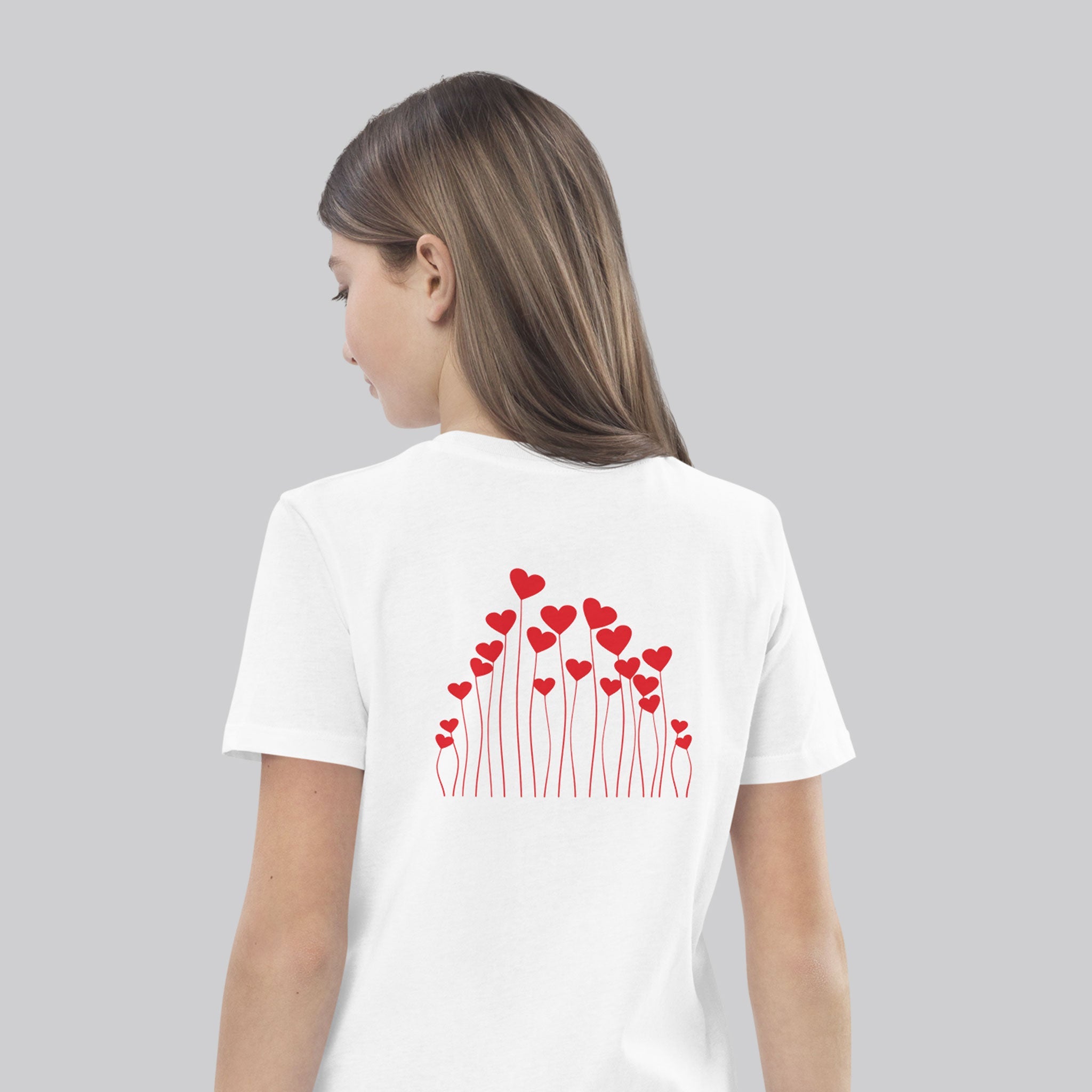 Love & Hearts Kid/Youth Eco Tee GirlsGirls Eco T-shirtsGirls Eco - friendly organic cotton T-shirts - PUBLIQTEE