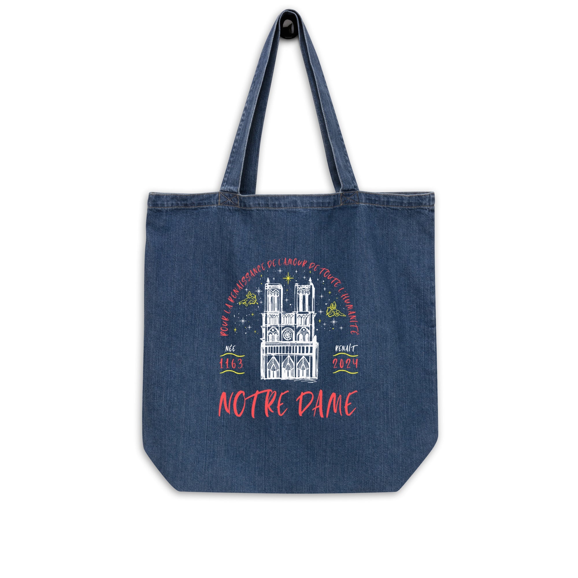 Notre Dame Artsy Organic Cotton Eco Denim Tote 100% certified organic cotton Denim Large Baby Tote Bag100% Cotton Eco Denim Tote BagCotton Blue Jean Eco Tote - PUBLIQTEE