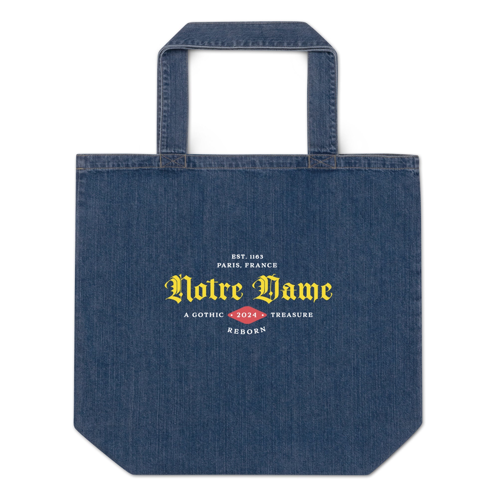 Notre Dame Classic Organic Cotton Eco Denim Tote 100% certified organic cotton Denim Large Baby Tote Bag100% Cotton Eco Denim Tote BagCotton Blue Jean Eco Tote - PUBLIQTEE