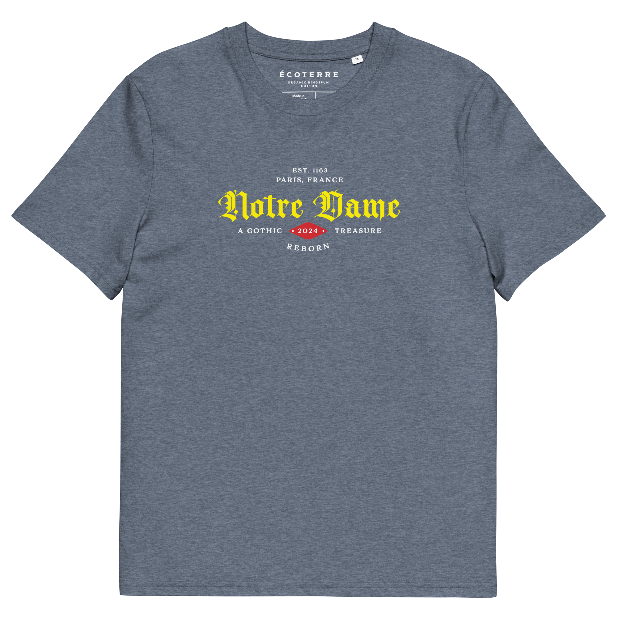 Notre Dame Classic Organic Cotton Eco T-shirt - Dark Heather Blue - PUBLIQTEE