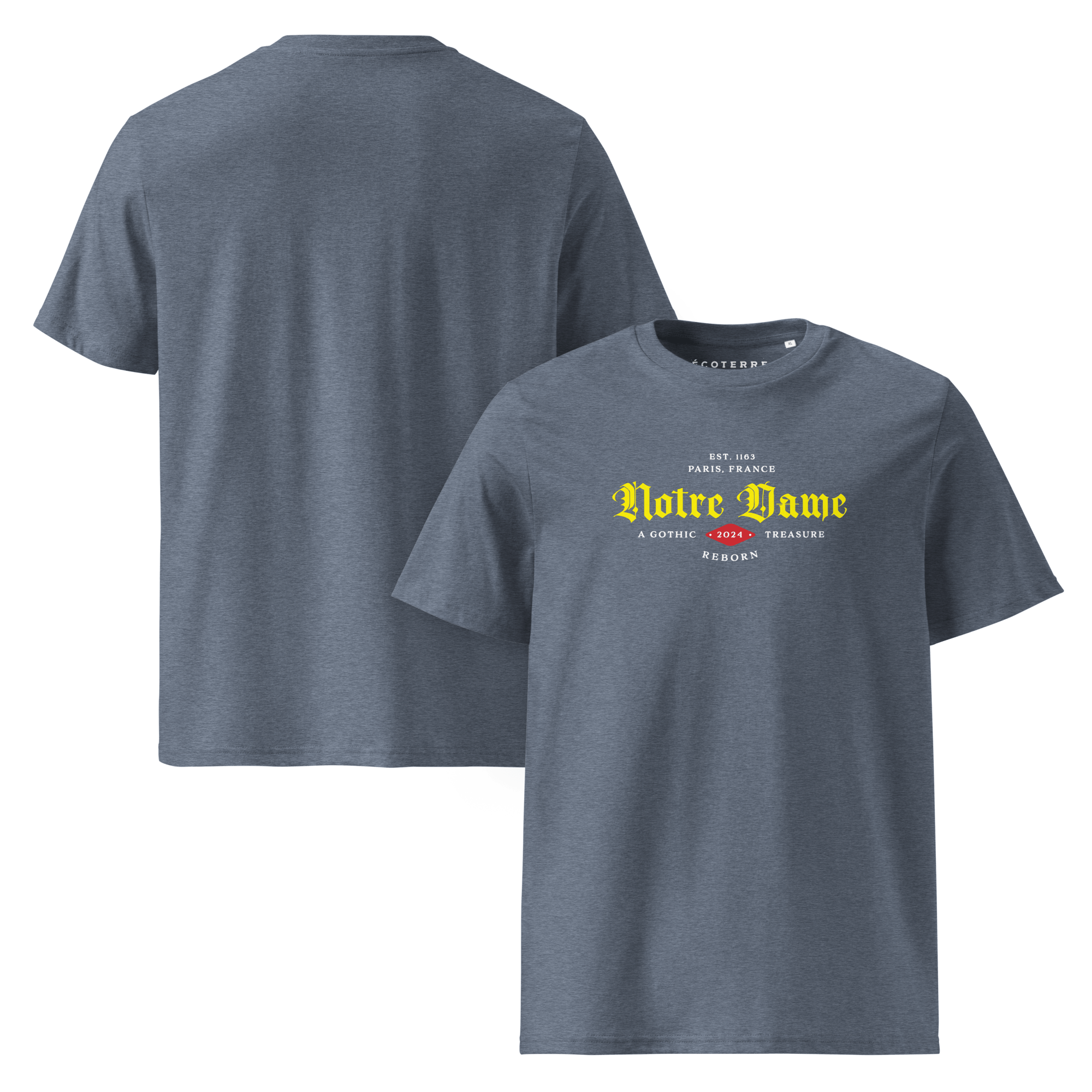 Notre Dame Classic Organic Cotton Eco T-shirt - Dark Heather Blue - PUBLIQTEE