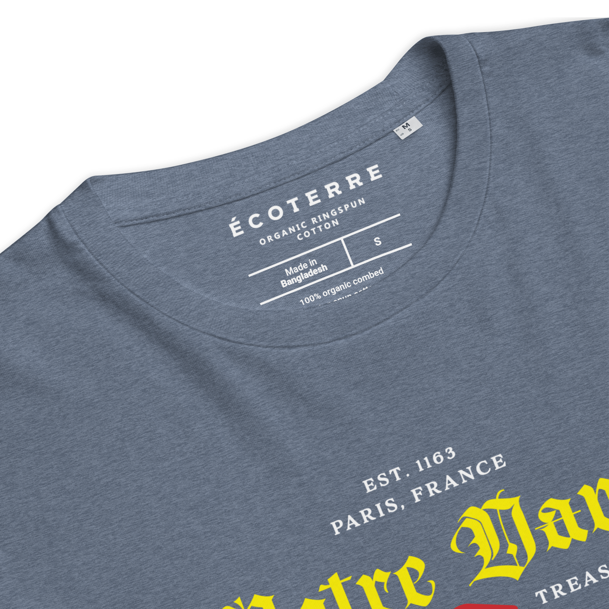 Notre Dame Classic Organic Cotton Eco T-shirt - Dark Heather Blue - PUBLIQTEE