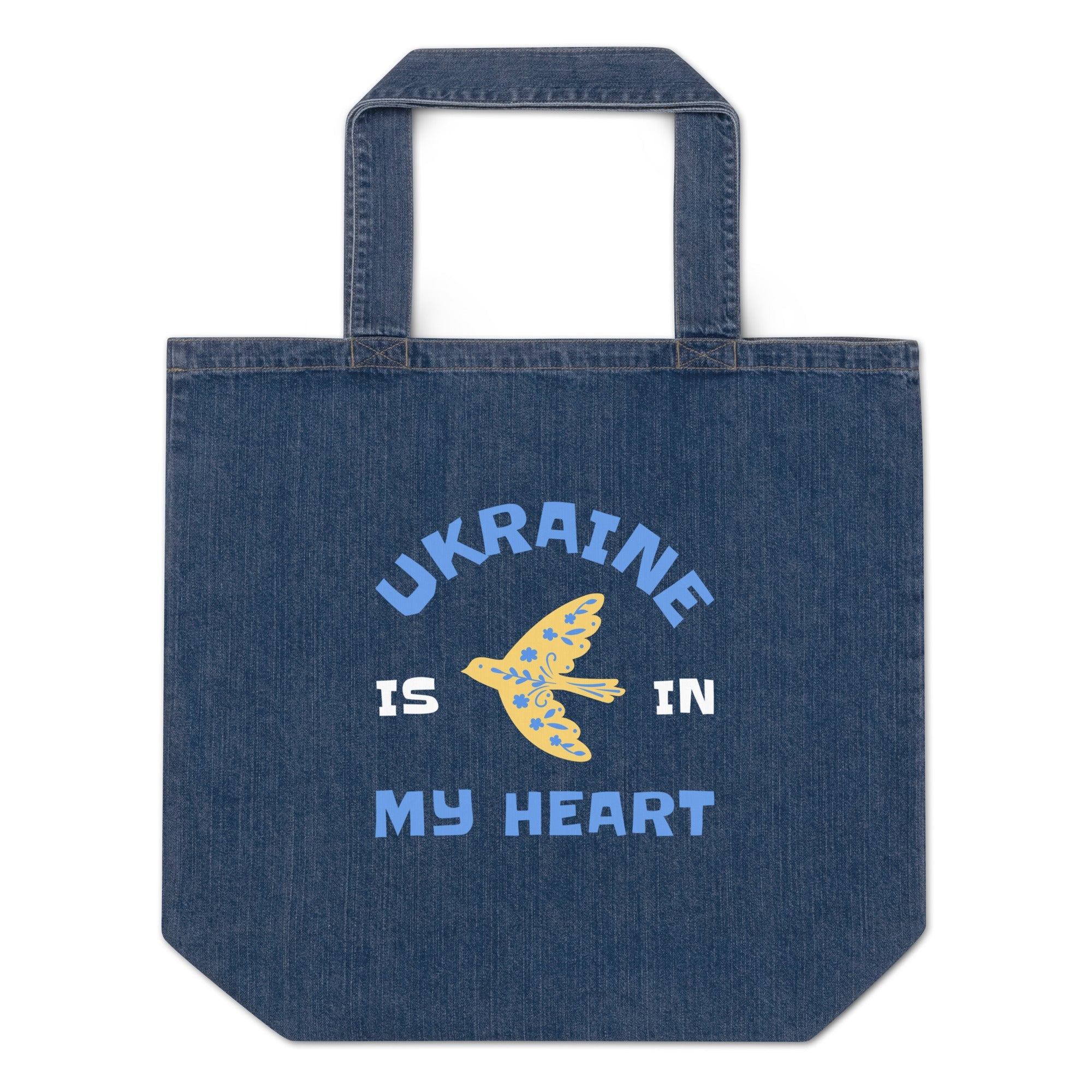 Ukraine Heart Organic Cotton Blue Jean Eco Tote 100% certified organic cotton Denim Large Baby Tote Bag100% Cotton Eco Denim Tote BagCotton Blue Jean Eco Tote - PUBLIQTEE