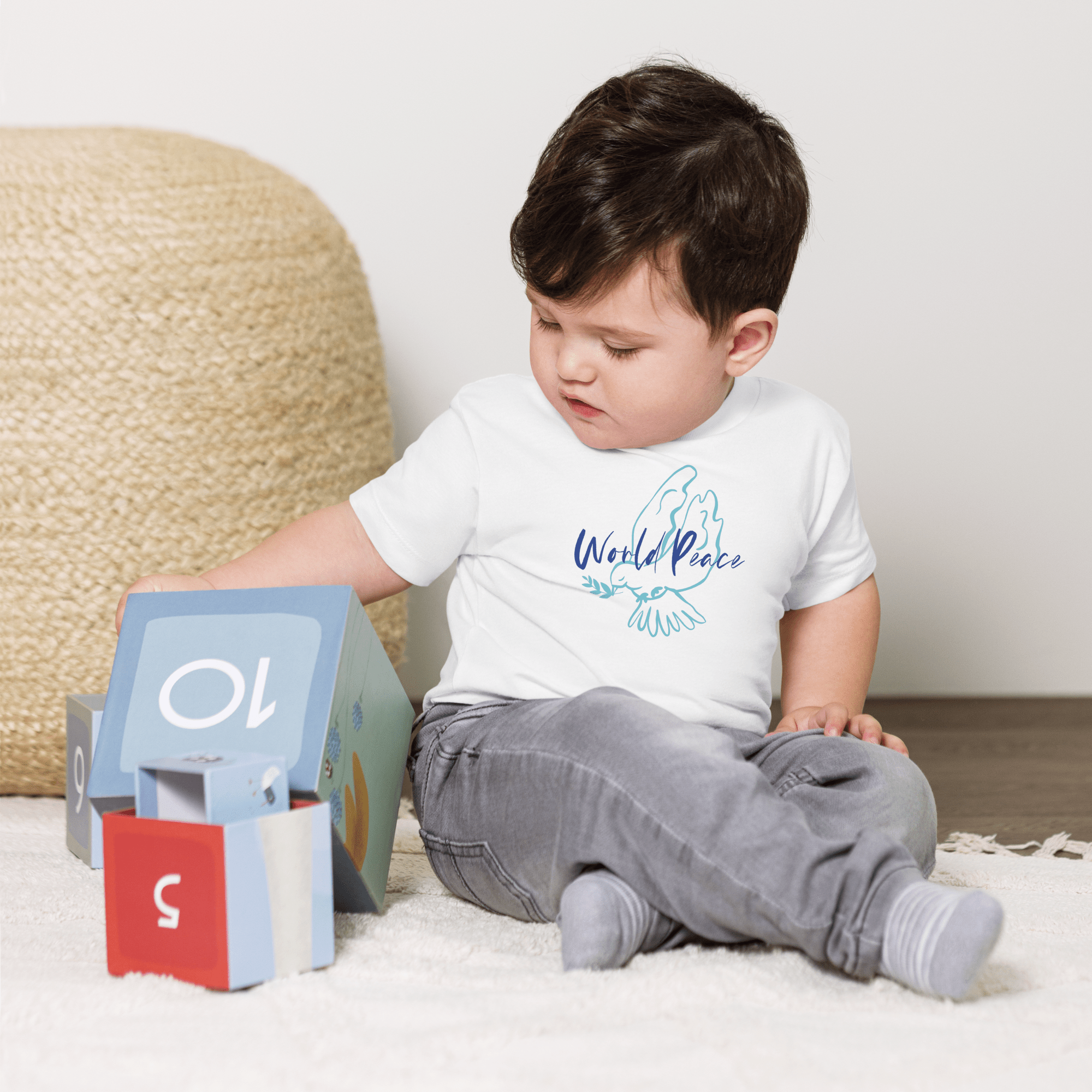 World Peace Boys Baby Cotton Tee Baby and Toddler Cotton TeesBaby and Toddler T-shirtsBaby Cotton Tees - PubliqTee