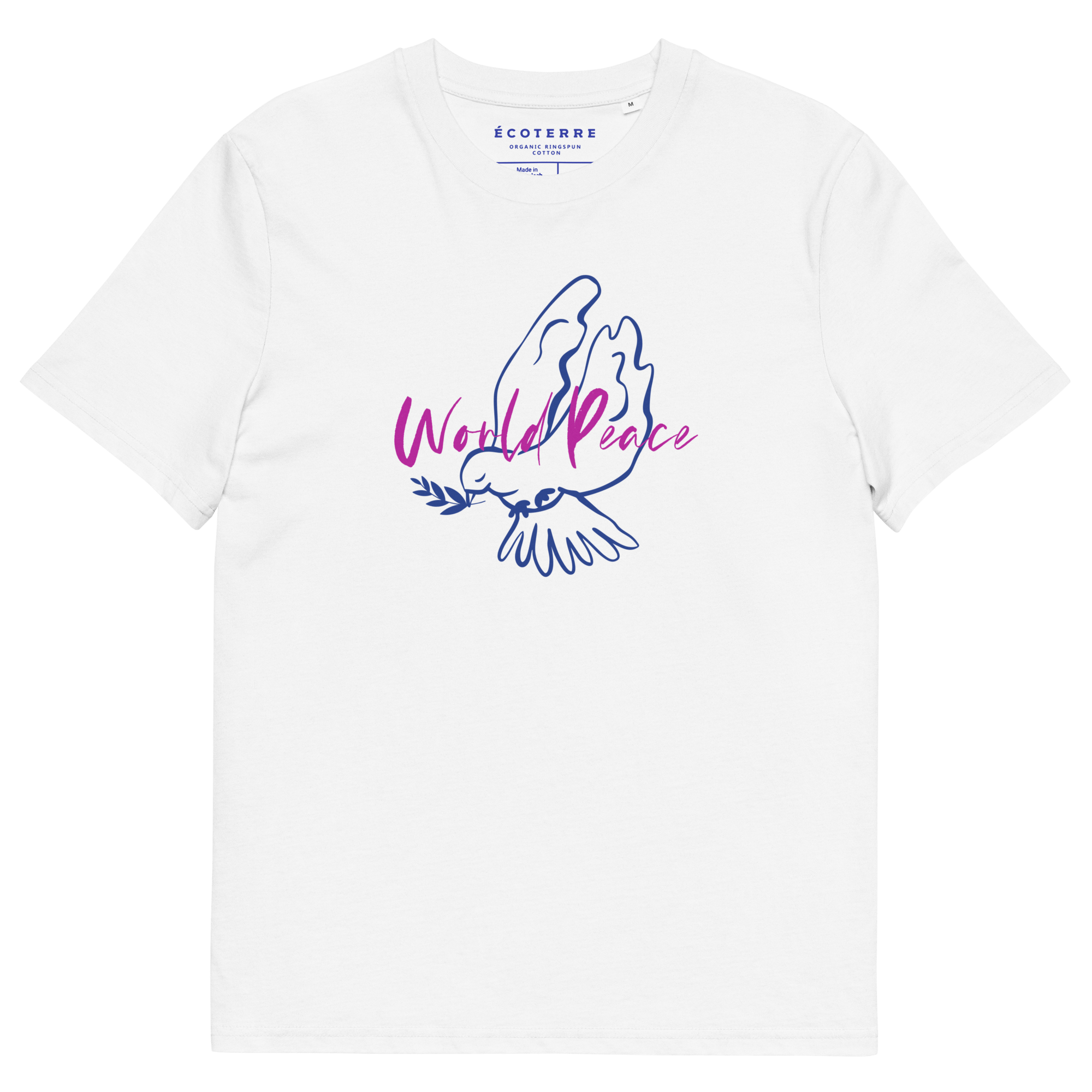 World Peace Womens Classic Organic Cotton Eco T-shirt 100% Cotton Adult eco - friendly womens T-shirts100% Cotton Adult T-shirts100% Cotton Adult Unisex T-shirts - PubliqTee